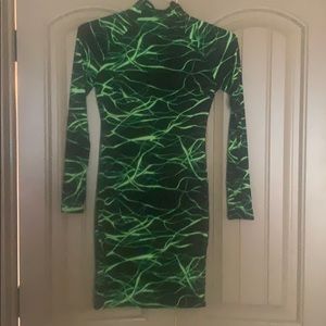 IheartRave electric green semi sheer mini dress